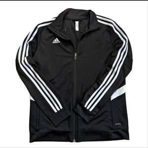 Adidas Climalite Classic 3 Stripe Full Zip Black Lightweight Running Jacket